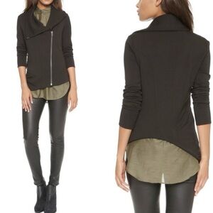 Helmut Lang Villous Black Moto Jacket Knit Asymmetrical Hem XS Gorpcore